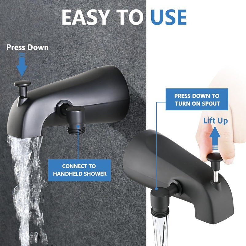 PROOX All Metal Tub Spout with Diverter Matte Black, Diverter Tub Spout for Hand Shower - Image 5